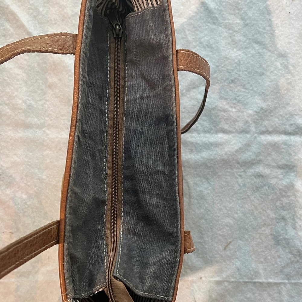 Myra Bag Brown and Tan Canvas Bicycle Tote - Picture 3 of 6
